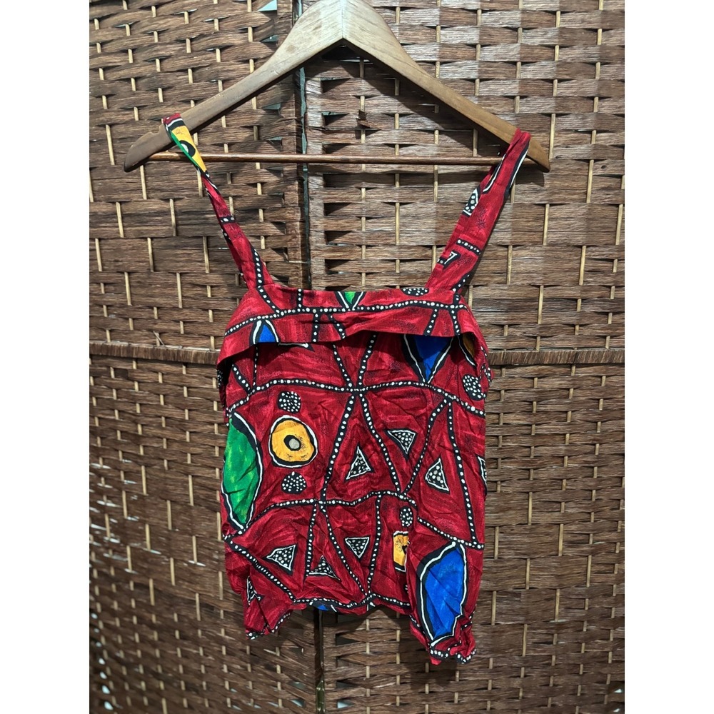 International Collection Princess Cruises Red Abstract Print Top Large‎